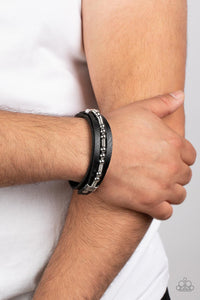 Easy on the Hardware Mens Black Bracelet