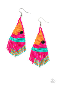 Brightly Beaded Pink Earring