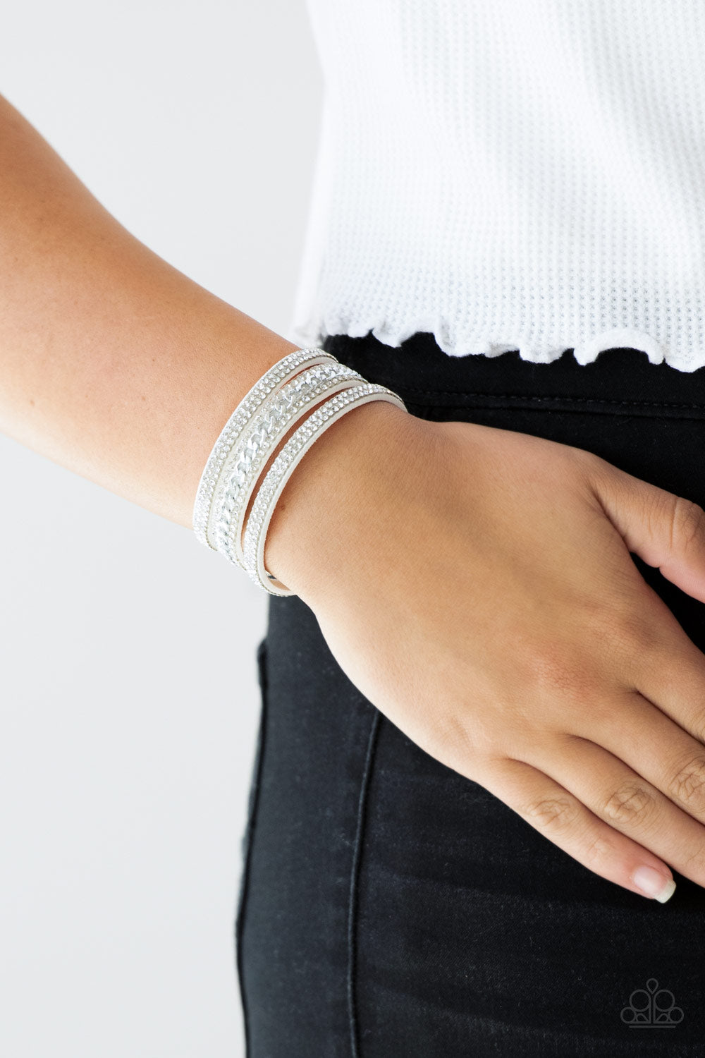 Rollin In Rhinestones Pink/ Silver/ White Bracelet