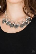 Load image into Gallery viewer, Very Valentine Blue/ Silver/ White Necklace
