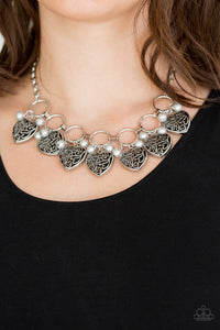 Very Valentine Blue/ Silver/ White Necklace