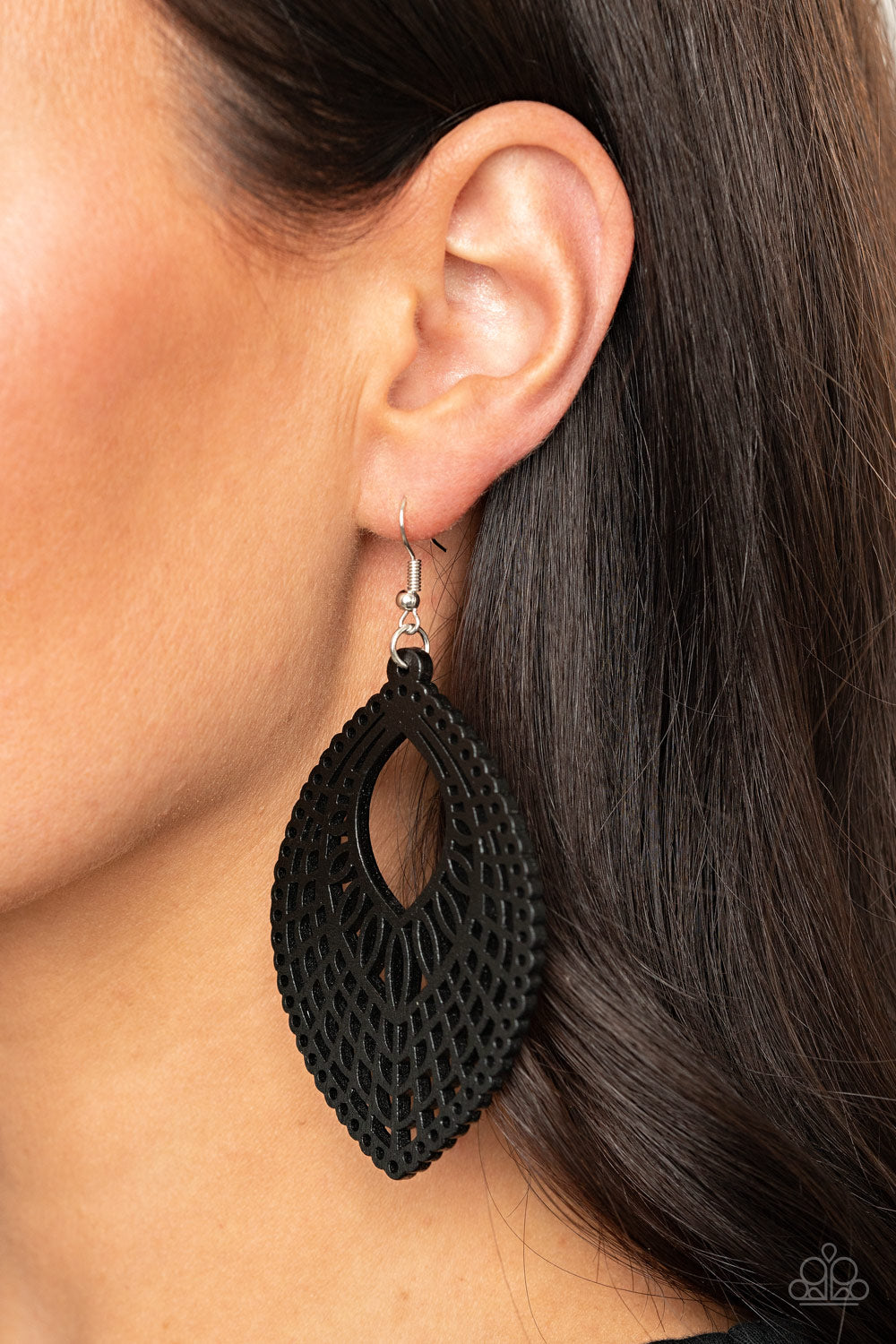 One Beach At A Time Black Earring