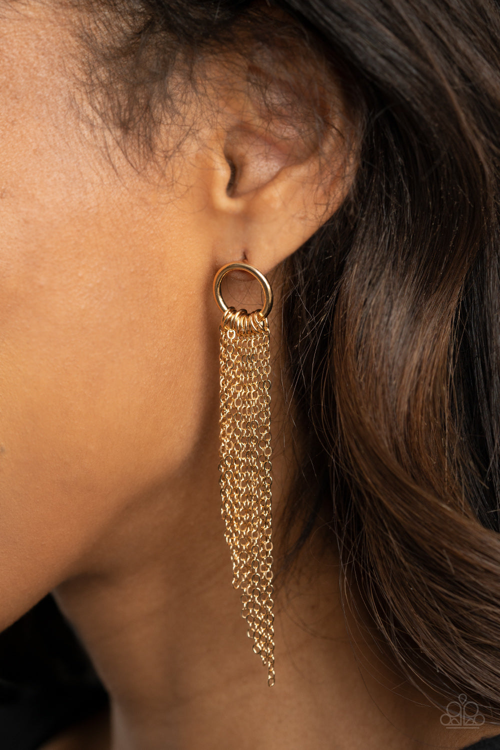 Divinely Dipping Gold Earring