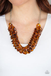 Comin In HAUTE Brown Tortoise Shell Acrylic Necklace