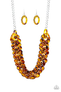 Comin In HAUTE Brown Tortoise Shell Acrylic Necklace