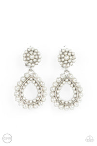 Discerning Droplets White ClipOn Earring