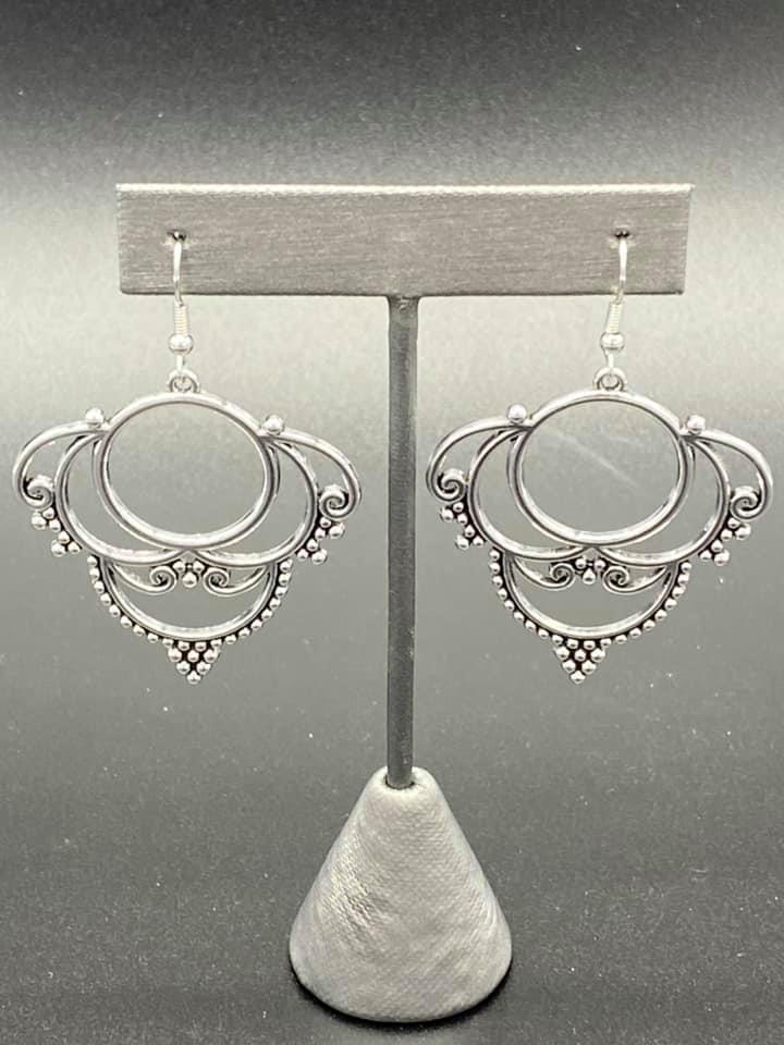 Metallic Macrame Silver Earring