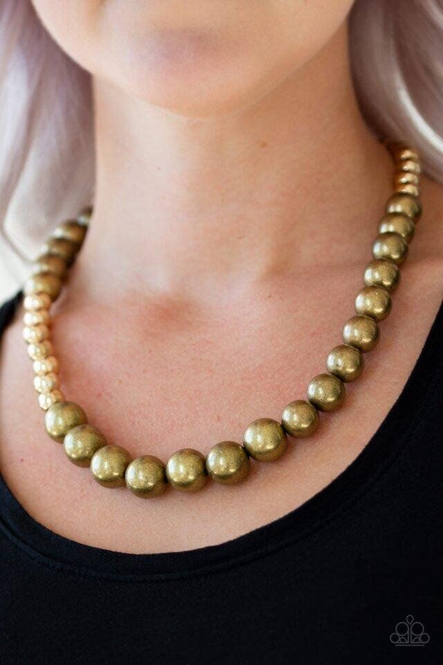 Power To The People Brass Pearl Necklace