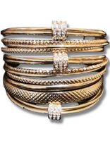 Load image into Gallery viewer, Custom Set of (3) Roll Out The Rhinestones Gold and (1) Circlet Circus Gold Bracelet
